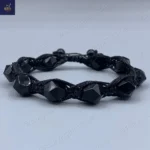 دستبند مردانه سنگی عقیق سیاه اصل و طبیعی ، سنگ تراش استار   Mystic Trio 2