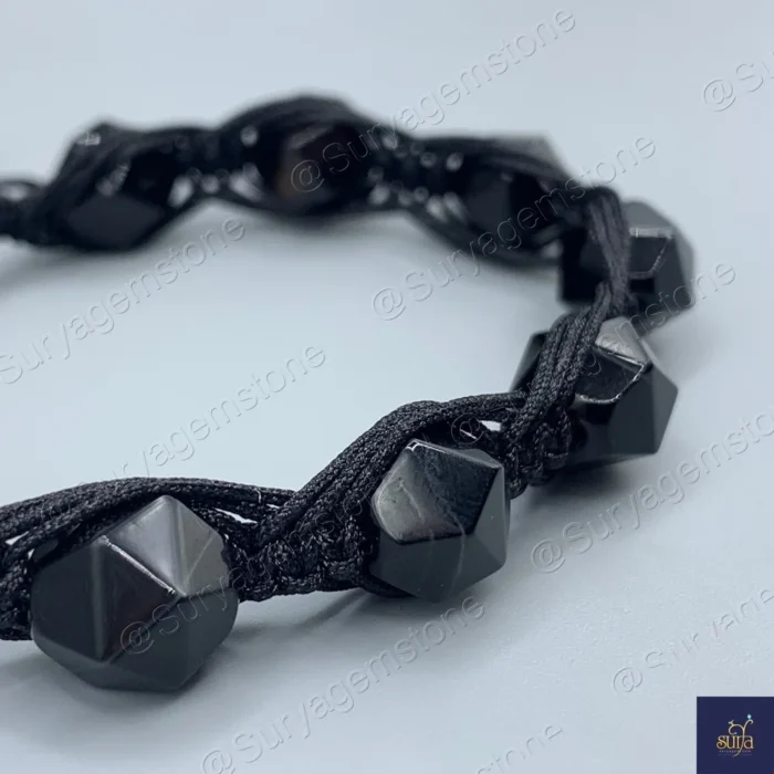 دستبند مردانه سنگی عقیق سیاه اصل و طبیعی ، سنگ تراش استار   Mystic Trio 2 - Image 2