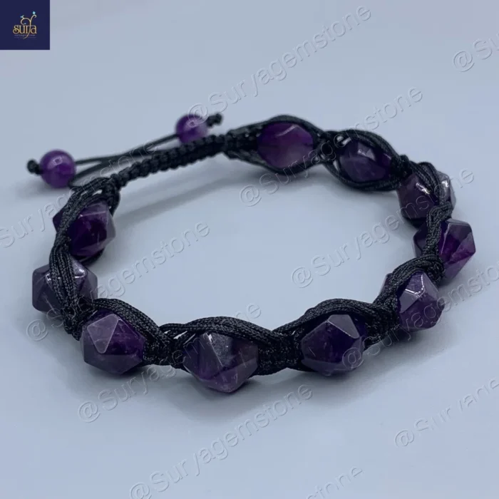 دستبند مردانه سنگی ، سنگ آمیتیست تراش استار طبیعی و اصل    Mystic Trio 3 - Image 3