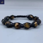 دستبند سنگی مردانه ، سنگ چشم ببر اصل و معدنی تراش استار   Mystic Trio 1