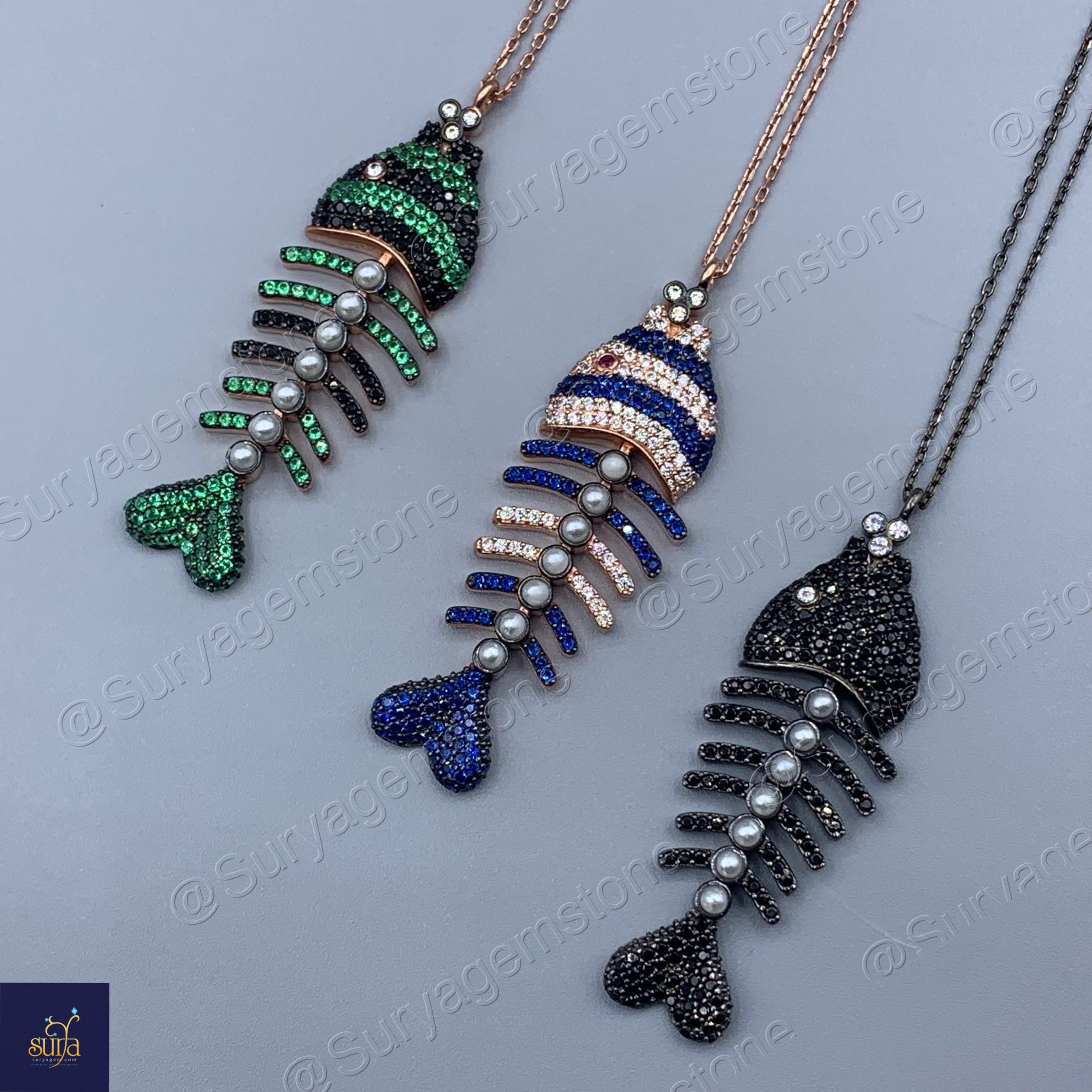 گردنبند طرح ماهی،نقره
