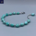 دستبند سنگی زنانه ، سنگ آمازونیت اصل و طبیعی و گوی استیل  Mint Serenity - Image 2