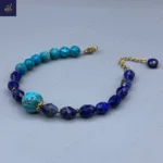 دستبند زنانه سنگی ، سنگ لاجورد اصل و معدنی و فیروزه مصری  Nile Majesty - Image 3