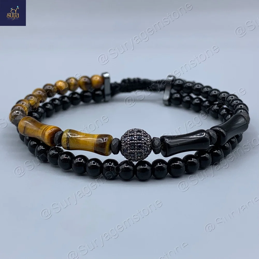 Ketu Bamboo 11JPG دستبند سنگی مردانه ، سنگ چشم ببر اصل و معدنی ، عقیق ، اونیکس و حدید Bamboo Tiger 1 - Image 1