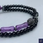 دستبند مردانه آمیتیست اصل و طبیعی ، سنگ عقیق ، اونیکس و حدید ، سنگی دست ساز     Bamboo Amethyst - Image 2