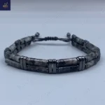 دستبند مردانه سنگ لارویکیت و حدید اصل و طبیعی ، سنگی دست ساز     Canal Stone 4