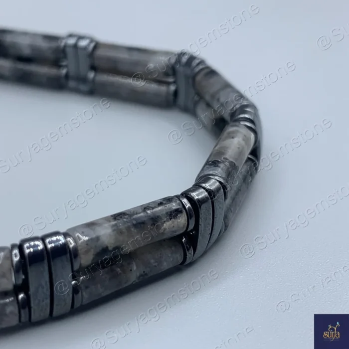دستبند مردانه سنگ لارویکیت و حدید اصل و طبیعی ، سنگی دست ساز     Canal Stone 4 - Image 2