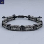 دستبند مردانه سنگی ، سنگ جاسپر کاپوچینو و حدید  Canal Stone 2