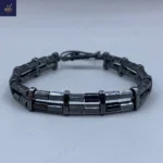 دستبند مردانه سنگ حدید اصل ، سنگی دو ردیفه   Hematite Link