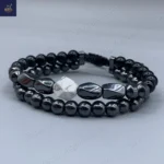 دستبند سنگی مردانه ، سنگ هولیت اصل و معدنی ، عقیق و حدید  Iron Hand 10 - Image 3
