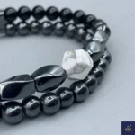 دستبند سنگی مردانه ، سنگ هولیت اصل و معدنی ، عقیق و حدید  Iron Hand 10 - Image 2