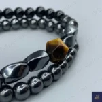 دستبند مردانه سنگی ، سنگ چشم ببر اصل و معدنی، عقیق و حدید  Iron Hand 8 - Image 2