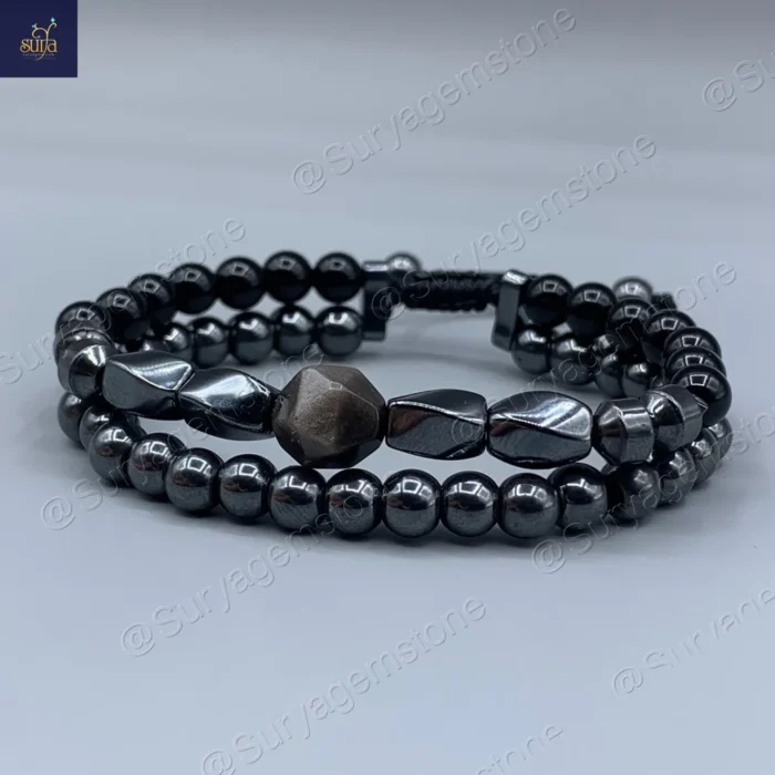 دستبند مردانه سنگی ، سنگ عقیق اصل و معدنی ، آبسیدین و حدید   Iron Hand 9 - Image 3