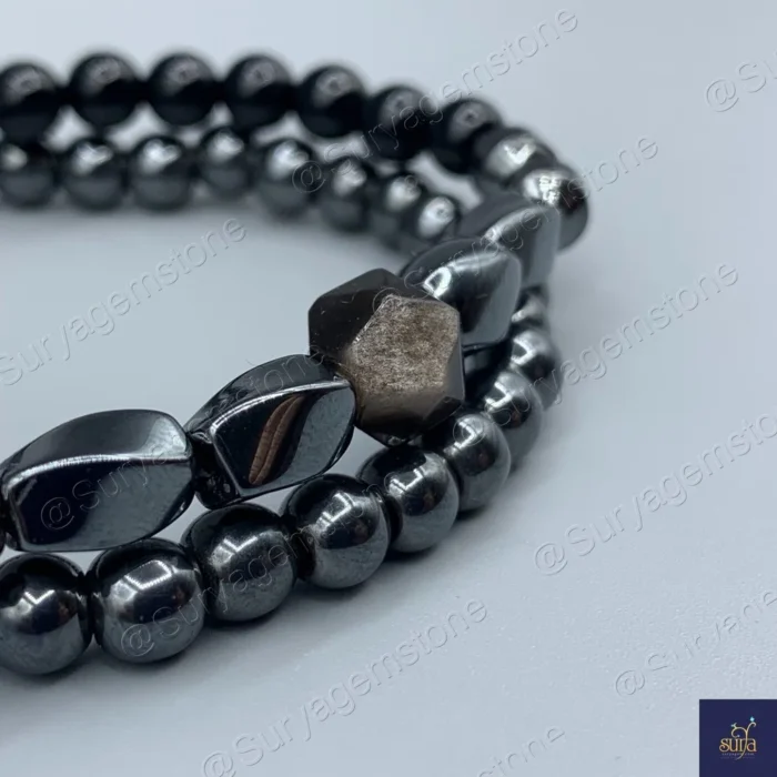 دستبند مردانه سنگی ، سنگ عقیق اصل و معدنی ، آبسیدین و حدید   Iron Hand 9 - Image 2