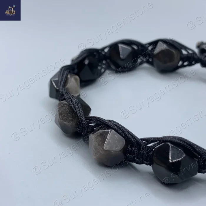 دستبند مردانه سنگی ، سنگ آبسیدین اصل و معدنی  Mystic Trio 5 - Image 2
