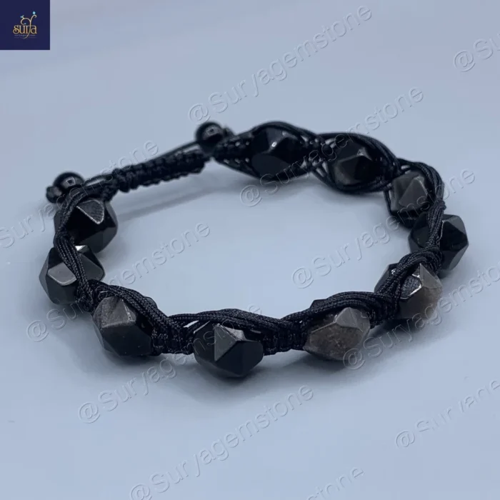 دستبند مردانه سنگی ، سنگ آبسیدین اصل و معدنی  Mystic Trio 5 - Image 3