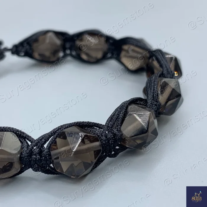 دستبند مردانه سنگ کوارتز دودی اصل و معدنی ، سنگی تراش استار   Mystic Trio 8 - Image 2