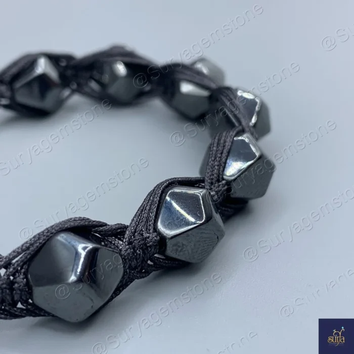 دستبند مردانه سنگ حدید اصل ، سنگی تراش استار    Mystic Trio 9 - Image 2