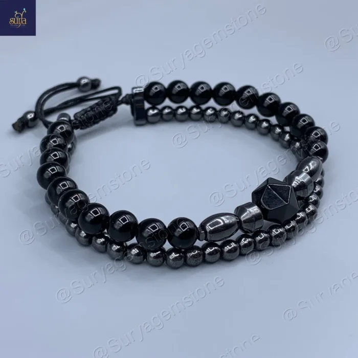 دستبند سنگی مردانه ، سنگ اصل و معدنی عقیق و حدید  Ketu Puzzled - Image 2