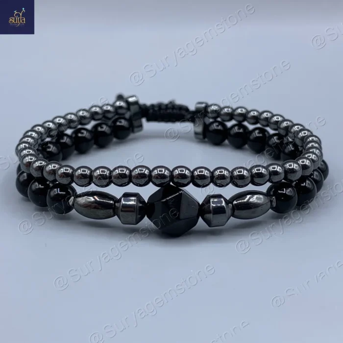 دستبند سنگی مردانه ، سنگ اصل و معدنی عقیق و حدید  Ketu Puzzled - Image 3