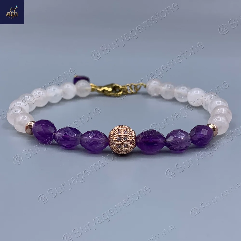 Shukra Amethyst Kiss 1JPG دستبند دخترانه سنگی ، سنگ رز کوارتز اصل و معدنی و آمیتیست Amethyst Kiss - Image 1