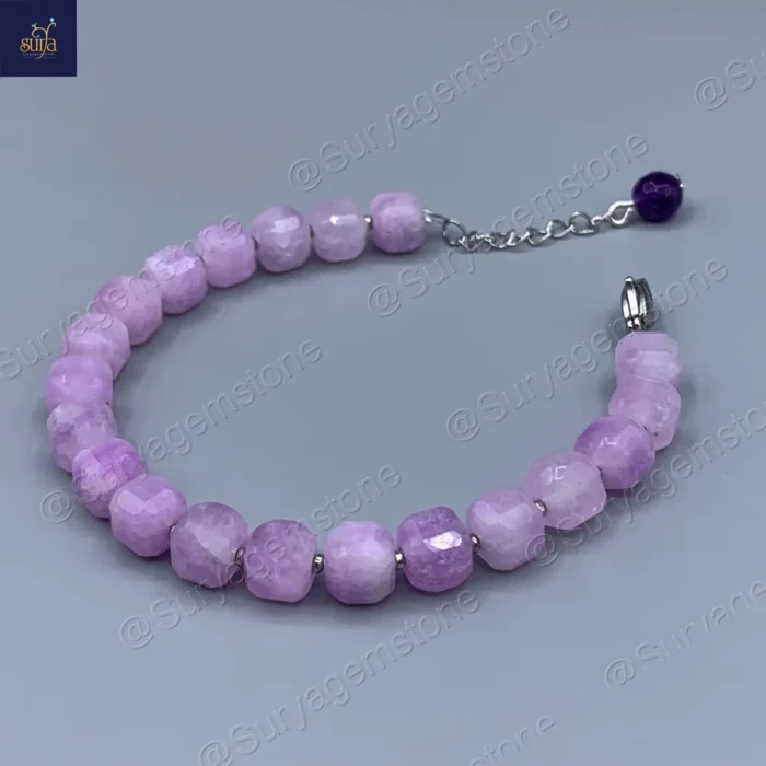 دستبند زنانه سنگ کنزایت طبیعی و اصل ، سنگی دست ساز   Lavender Dream - Image 2