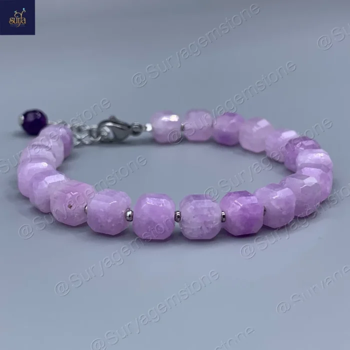 دستبند زنانه سنگ کنزایت طبیعی و اصل ، سنگی دست ساز   Lavender Dream - Image 3